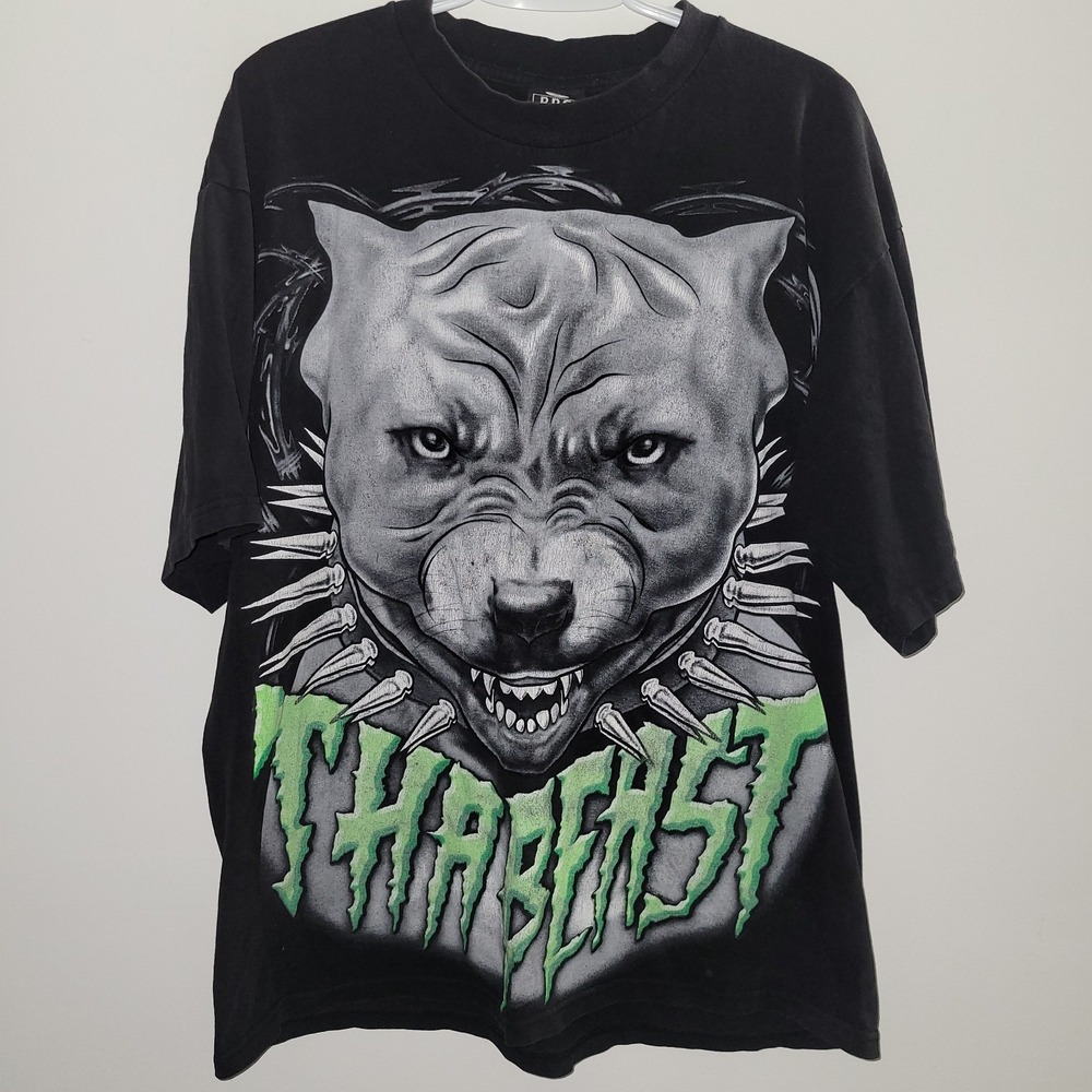 Y2K Pro Sports Pitbull Tha Beast AOP Short Sleeve T-Shirt Men's Size XL